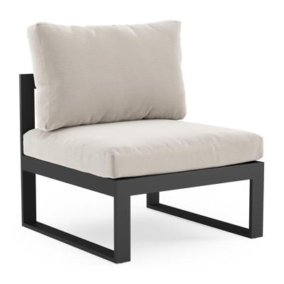 Caldela loungestoel in zwart aluminium met beige kussen