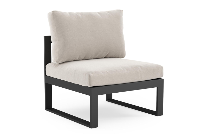 Caldela loungestoel in zwart aluminium met beige kussen