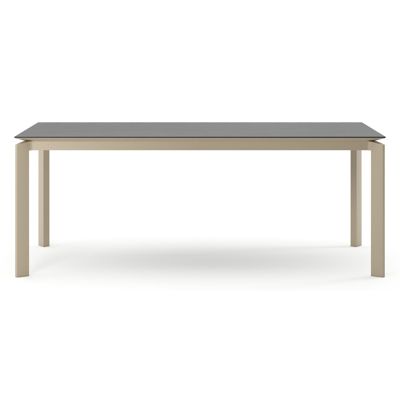 Cirello tuintafel rechthoekig in beige aluminium en volkeramiek Basalt Black - L 200 x B 100 x H 74.5 cm