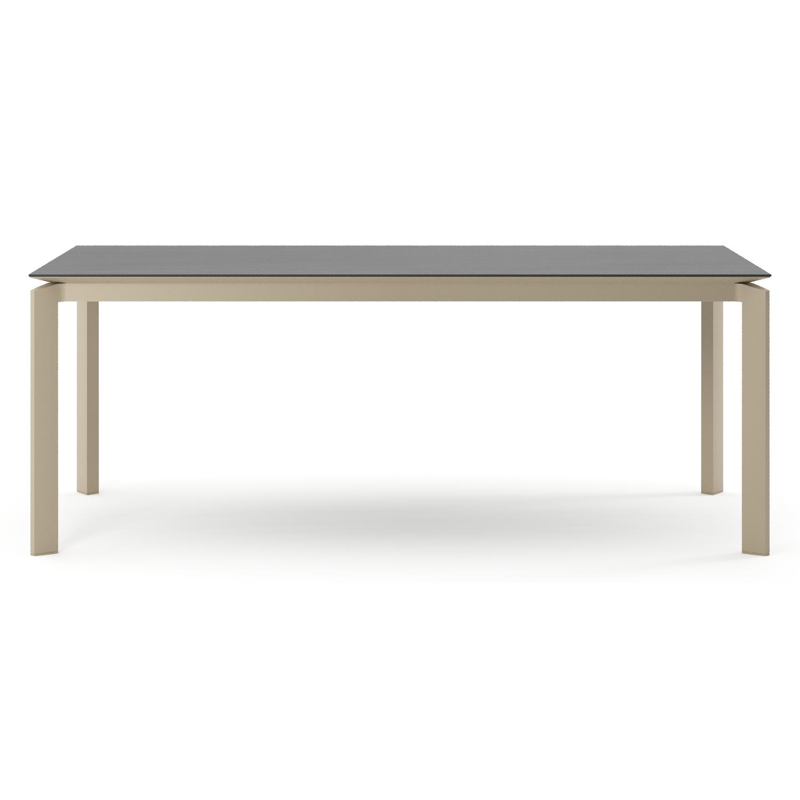 Cirello tuintafel rechthoekig in beige aluminium en volkeramiek Basalt Black - L 200 x B 100 x H 74.5 cm