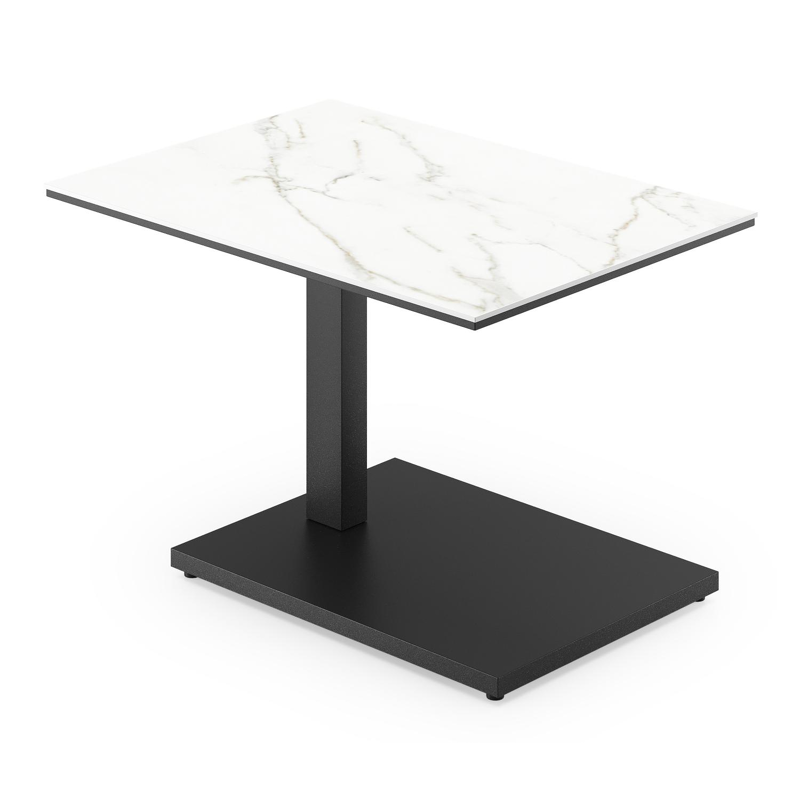 Cirello pop-up bijzettafel in zwart aluminium en volkeramiek Calacatta - L 70 x B 50 x H 44 cm