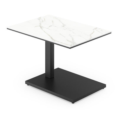 Table d'appoint Cirello Pop-up en aluminium noir et céramique pleine Calacatta - Lg. 70 x Lrg. 50 x Haut. 44 cm