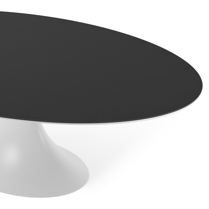 Fano tuintafel ovaal in wit aluminium en volkeramiek Nero Black - L 240 x B 135 x H 75 cm