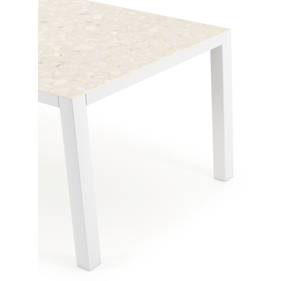 Como tuintafel rechthoekig in wit aluminium en volkeramiek retrostone - L 160 x B 100 x H 75 cm