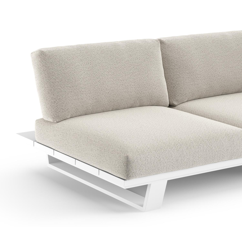 Pagino loungebank in wit aluminium met firenze natural all weather solica kussen