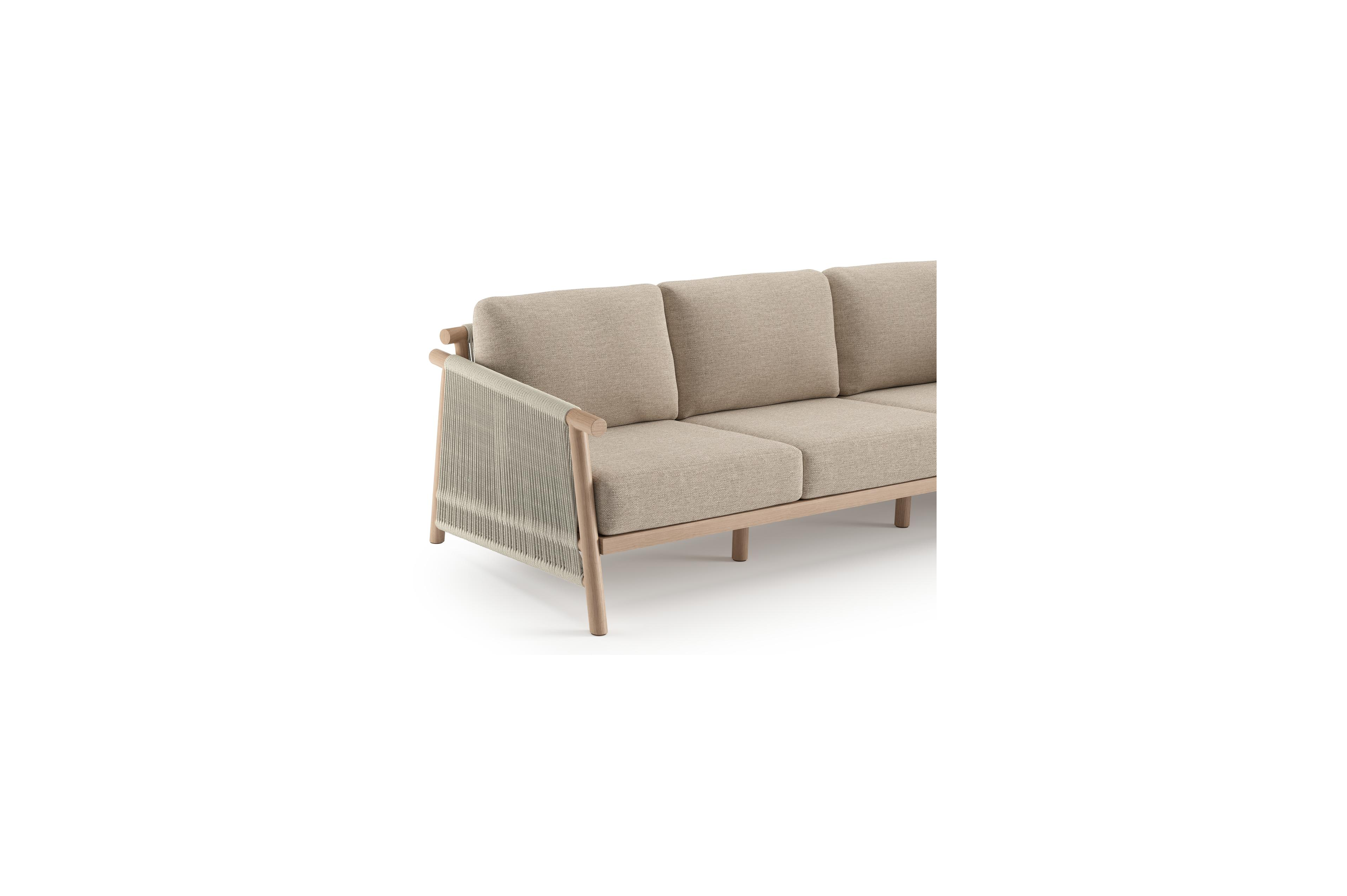 Erla loungeset in houtlook verticaal geweven ronde rope en beige verticaal geweven ronde rope met rustic weather+ softtouch kussen