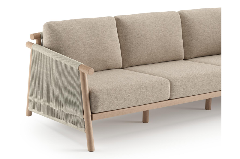 Erla loungeset in houtlook verticaal geweven ronde rope en beige verticaal geweven ronde rope met rustic weather+ softtouch kussen