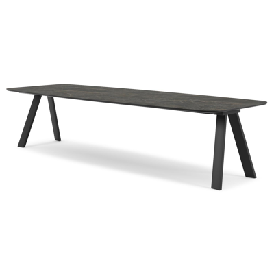 Cesano tuintafel in zwart aluminium en volkeramiek black obsession - L 315 x B 115 x H 75 cm