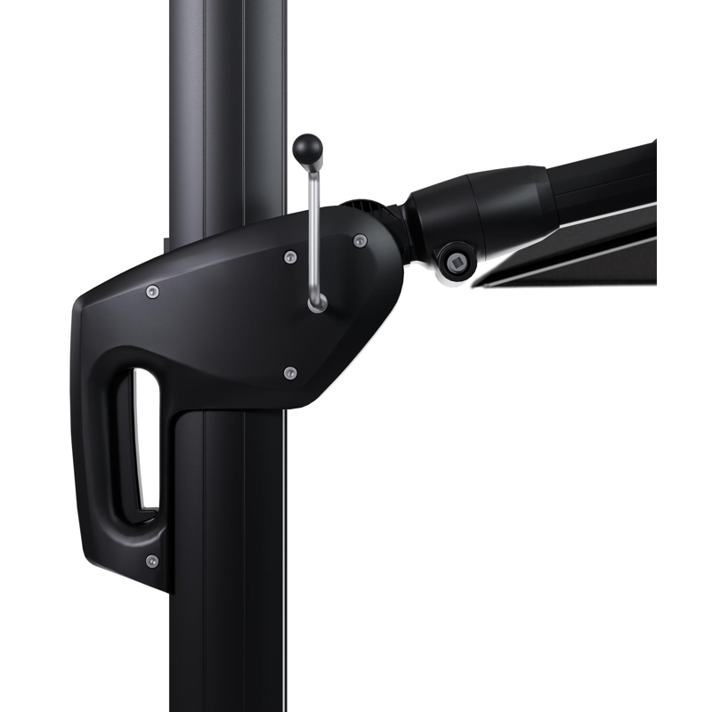 Parasol pendant Minore avec fonction tilt en aluminium noir et toile de parasol en All Weather Solica Firenze Tunder  - Lg.1 400 x Lg.2 300 cm (sans pied de parasol)