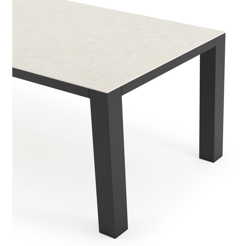 Table de jardin Nano en aluminium noir et céramique pleine shilin - Lg 240 x Larg. 100 x H 75 cm