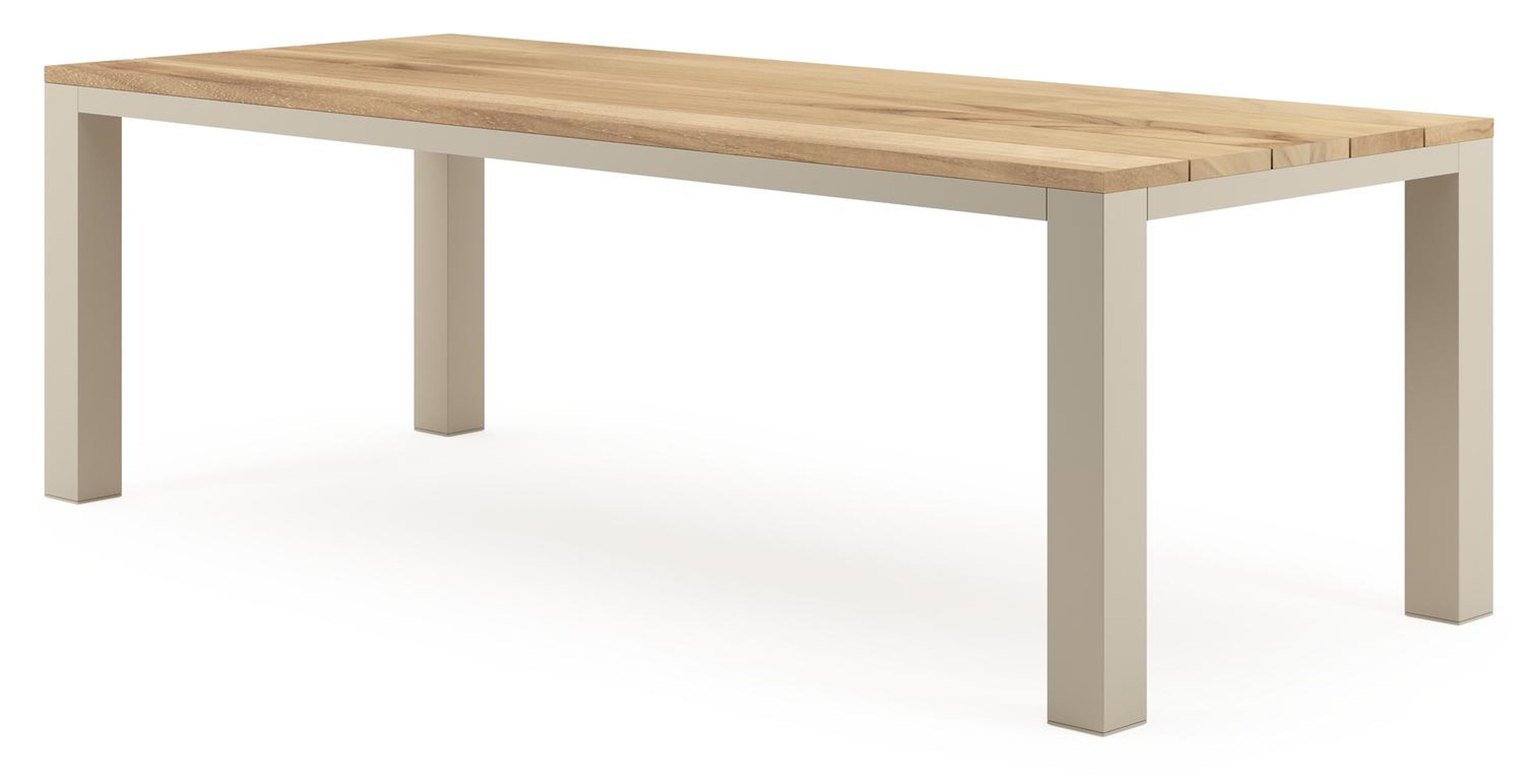 Table de jardin Nano rectangulaire en aluminium beige et teck Lg. 240 x Lrg. 100 x Haut. 75 cm