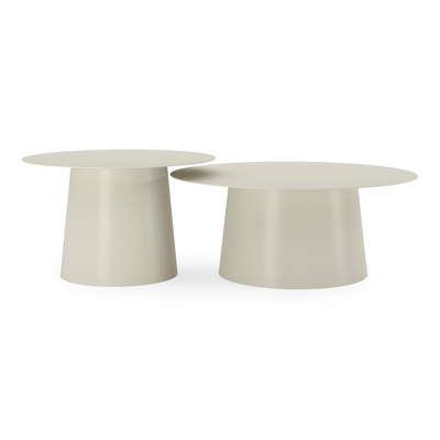 Avila loungetafels in beige aluminium - Dia. 90 x H 36 cm, Dia. 70 x H 42 cm