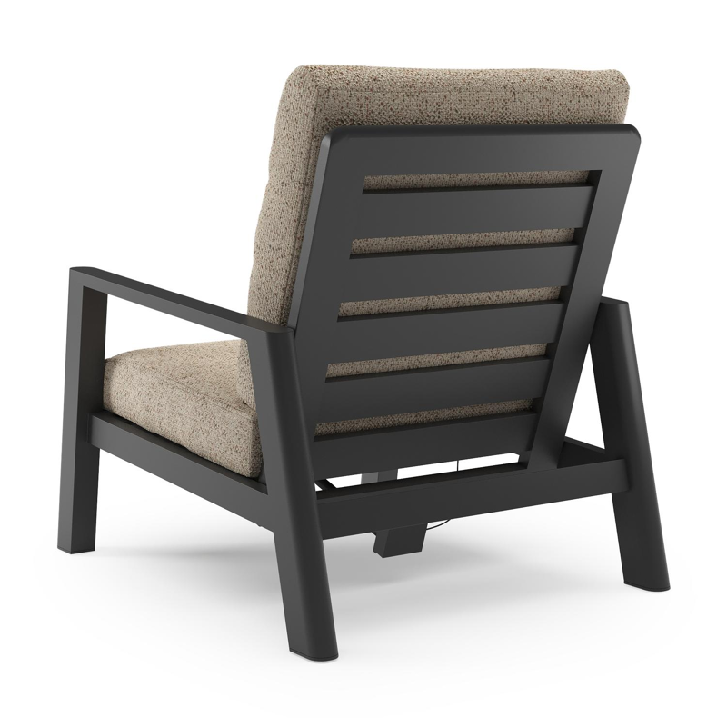 Cirello loungestoel in zwart aluminium met bora jungle all weather cosytica kussen