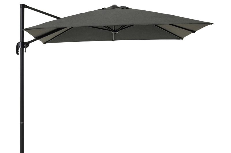 Calpe zweefparasol in zwart aluminium met zwart weather+ softtouch parasoldoek - L1 270 x L2 270 cm (zonder voet)