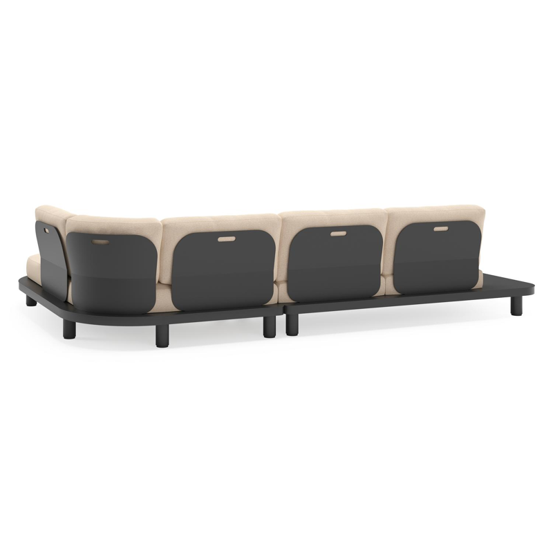 Donato loungehoek in zwart aluminium met all weather sunbrella® luxe Heritage Papyrus kussen