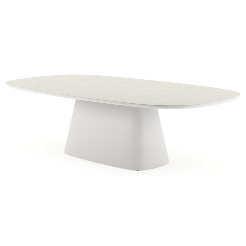 Amico tuintafel bombo xl in wit aluminium en volkeramiek Shilin - L 270 x B 148 x H 73.5 cm