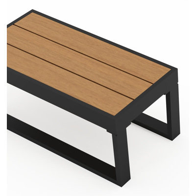 Caldela bijzettafel in zwart aluminium met polywood - L 70 x B 34 x H 31 cm