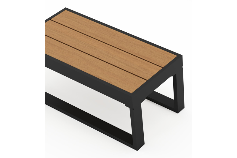 Caldela bijzettafel in zwart aluminium met polywood - L 70 x B 34 x H 31 cm