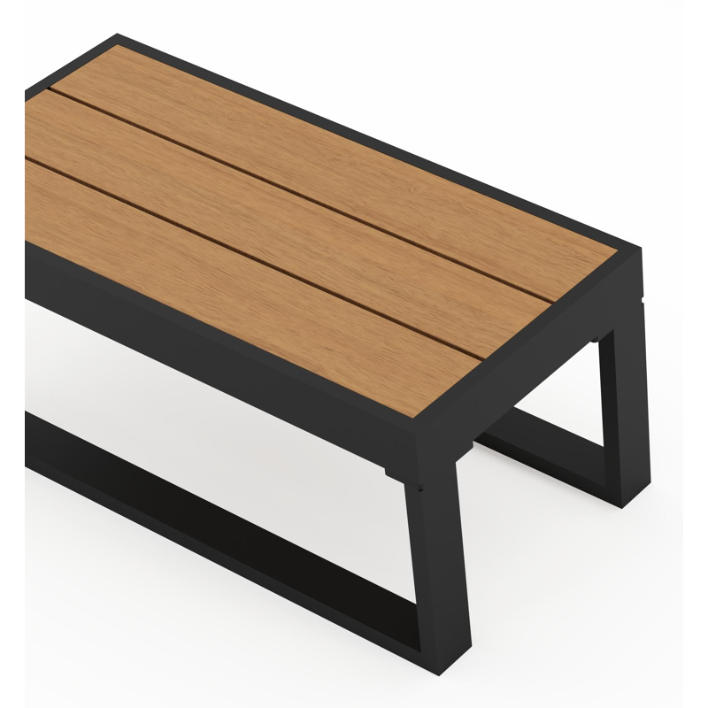 Caldela bijzettafel in zwart aluminium met polywood - L 70 x B 34 x H 31 cm