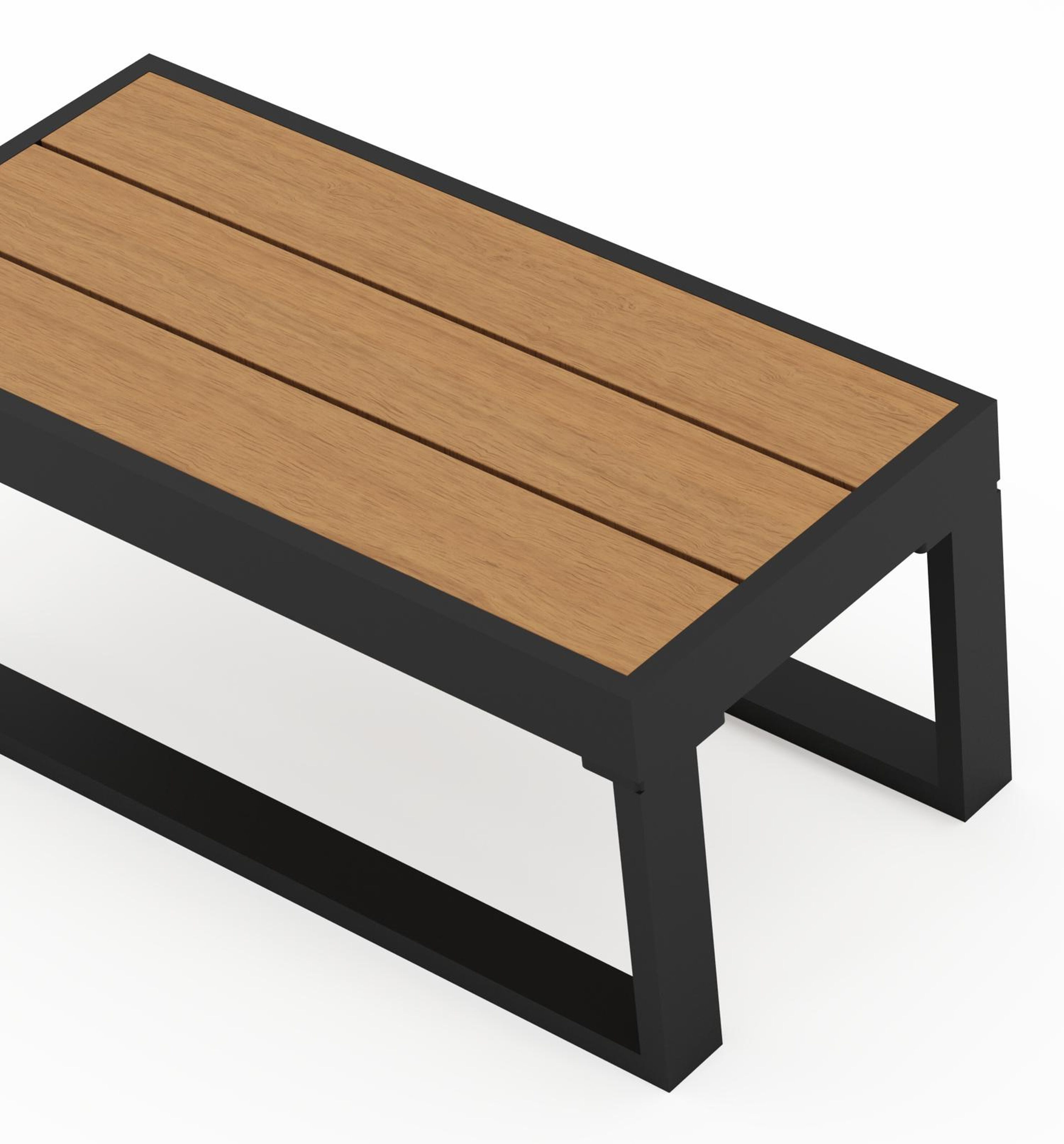 Table d'appoint Caldela en aluminium noir avec polywood - Lg. 70 x Lrg. 34 x Haut. 31 cm