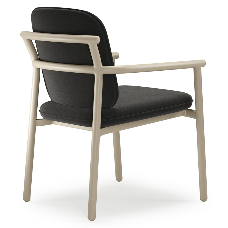 Bono stapelbare tuinstoel in beige aluminium met stoelkussen in All Weather Sunbrella® Luxe Natte Sooty