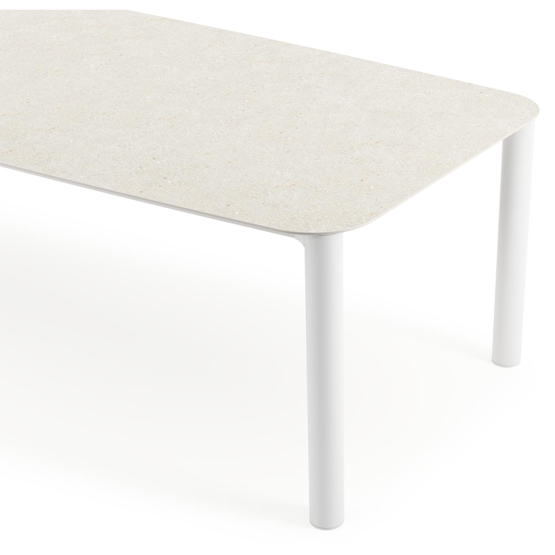 Orso tuintafel bootvorm in wit aluminium en volkeramiek shilin - L 315 x B 115 x H 75 cm