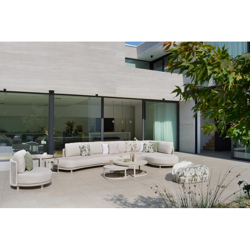 Enna loungetafels en aluminium beige - Diam. 100 x Haut. 37 cm, Diam. 70 x Haut. 30 cm