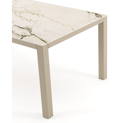 Como tuintafel rechthoekig in beige aluminium en volkeramiek Colorado Dunes - L 160 x B 100 x H 73 cm