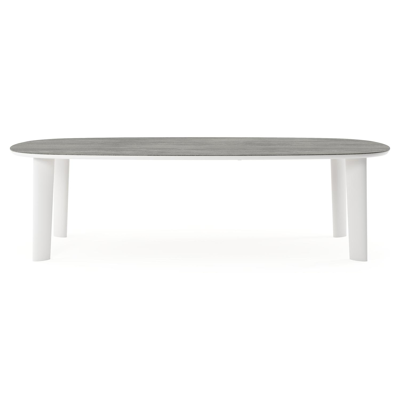 Amico tuintafel bombo xl in wit aluminium en volkeramiek Aspen Grey - L 270 x B 148 x H 73.5 cm