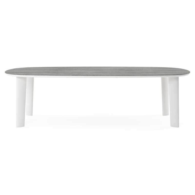 Table de jardin Amico bombo xl en aluminium blanc et céramique pleine Aspen Grey - Lg. 270 x Lrg. 148 x Haut. 73.5 cm