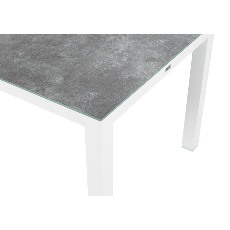 Varese tuintafel rechthoekig in wit aluminium en keramisch glas grijs - L 160 x B 92 x H 73,5 cm