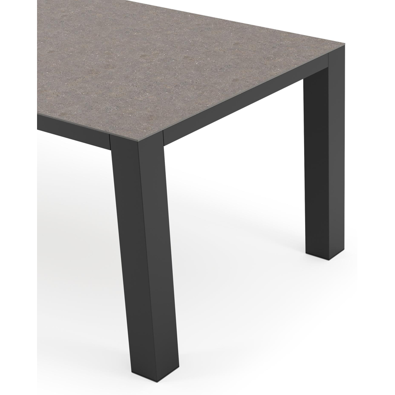Nano tuintafel rechthoekig in zwart aluminium en volkeramiek wulong - L 200 x B 100 x H 75 cm