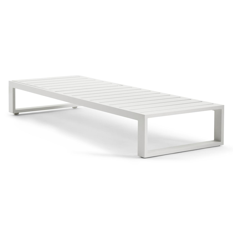 Set van 2 verstelbare Verato ligbedden in wit aluminium met wit aluminium bijzettafel