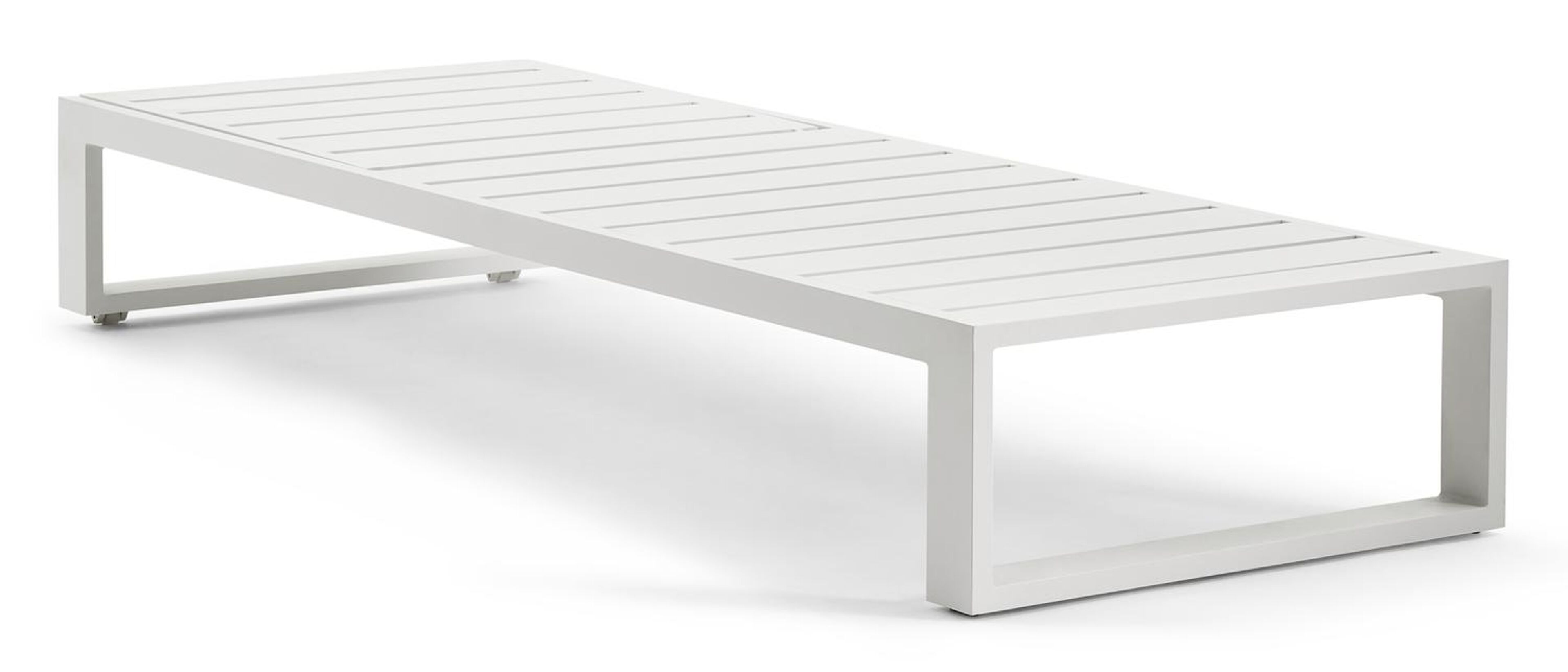 Set van 2 verstelbare Verato ligbedden in wit aluminium met wit aluminium bijzettafel