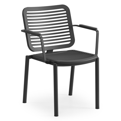 Fano stapelbare tuinstoel in zwart aluminium