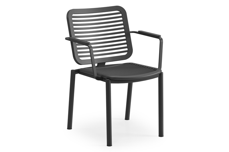 Fano stapelbare tuinstoel in zwart aluminium