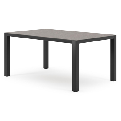 Como tuintafel rechthoekig in zwart aluminium en volkeramiek wulong - L 160 x B 100 x H 75 cm