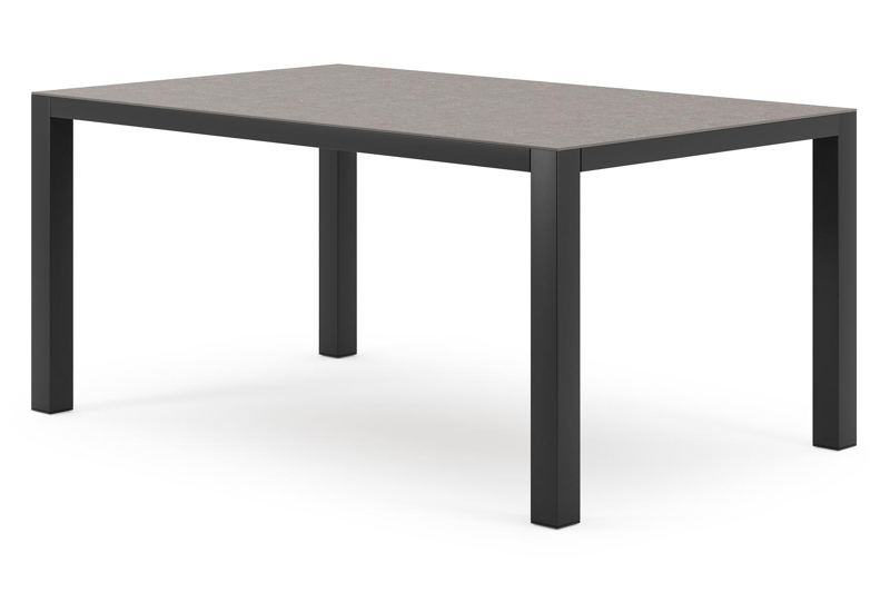 Como tuintafel rechthoekig in zwart aluminium en volkeramiek wulong - L 160 x B 100 x H 75 cm