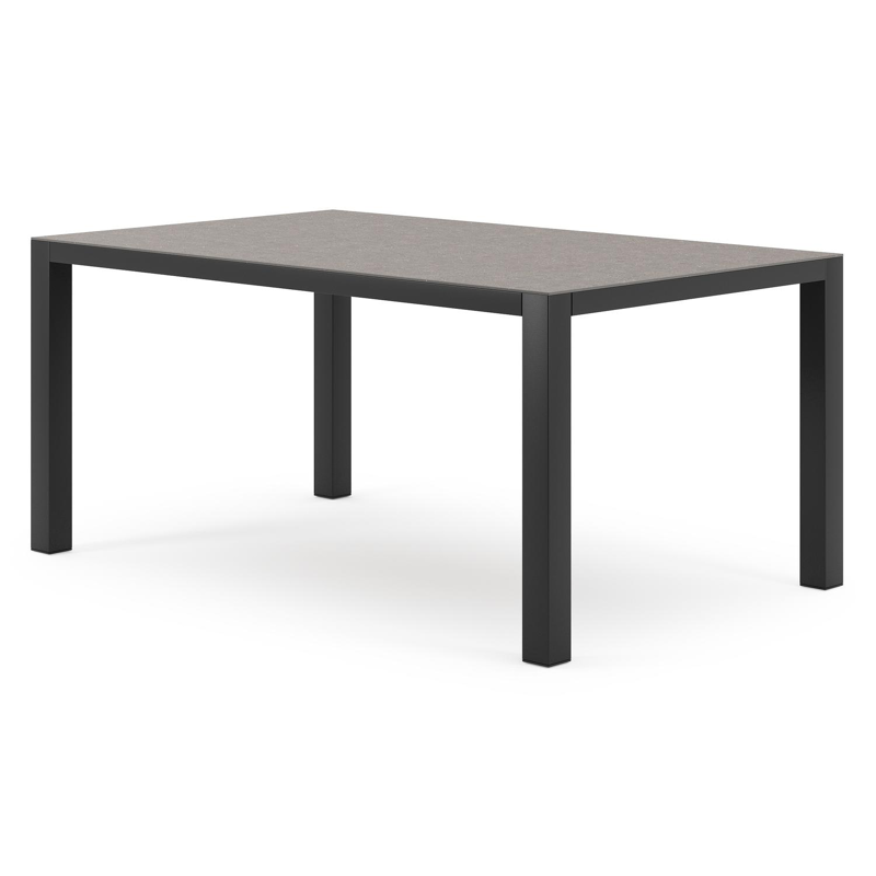 Como tuintafel rechthoekig in zwart aluminium en volkeramiek wulong - L 160 x B 100 x H 75 cm