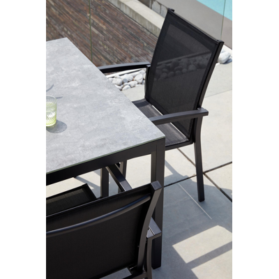 Ancona stapelbare tuinstoel zwart - aluminium en textilene