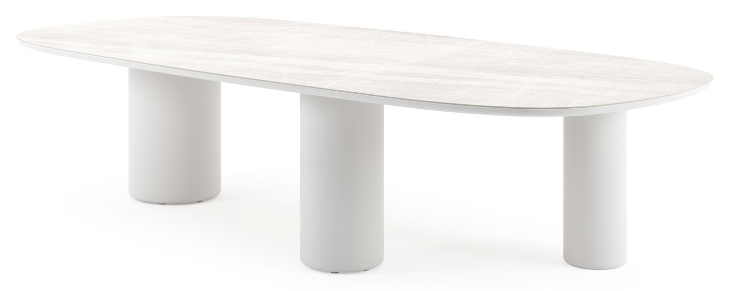 Amico tuintafel bombo xl in wit aluminium en volkeramiek Taj Mahal - L 320 x B 148 x H 73.5 cm