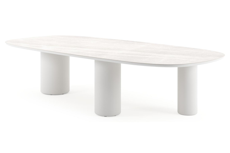 Amico tuintafel bombo xl in wit aluminium en volkeramiek Taj Mahal - L 320 x B 148 x H 73.5 cm