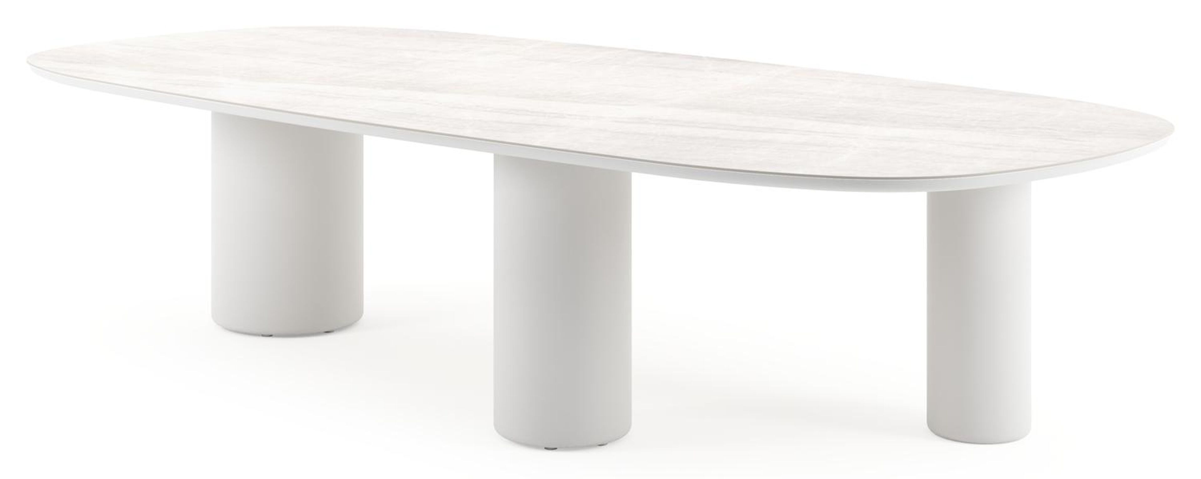 Table de jardin Amico bombo xl en aluminium blanc et céramique pleine Taj Mahal - Lg. 320 x Lrg. 148 x Haut. 73.5 cm