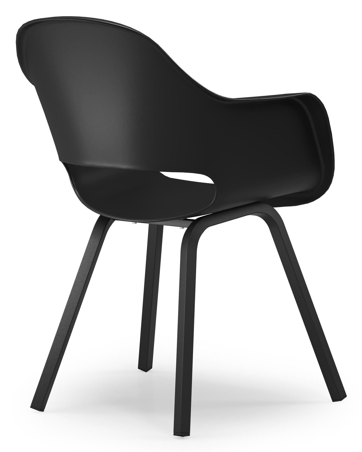 Mira rechthoekige afgeronde tuinset in zwart aluminium en teak natural finish met 6 Artena tuinstoelen