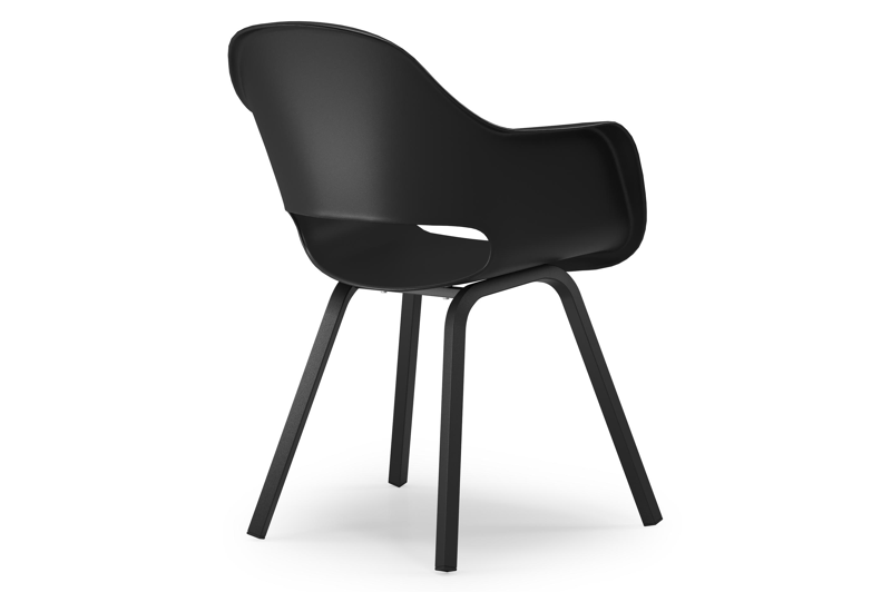 Feltro vierkante tuinset in zwart aluminium en teak natural finish met 4 Artena tuinstoelen