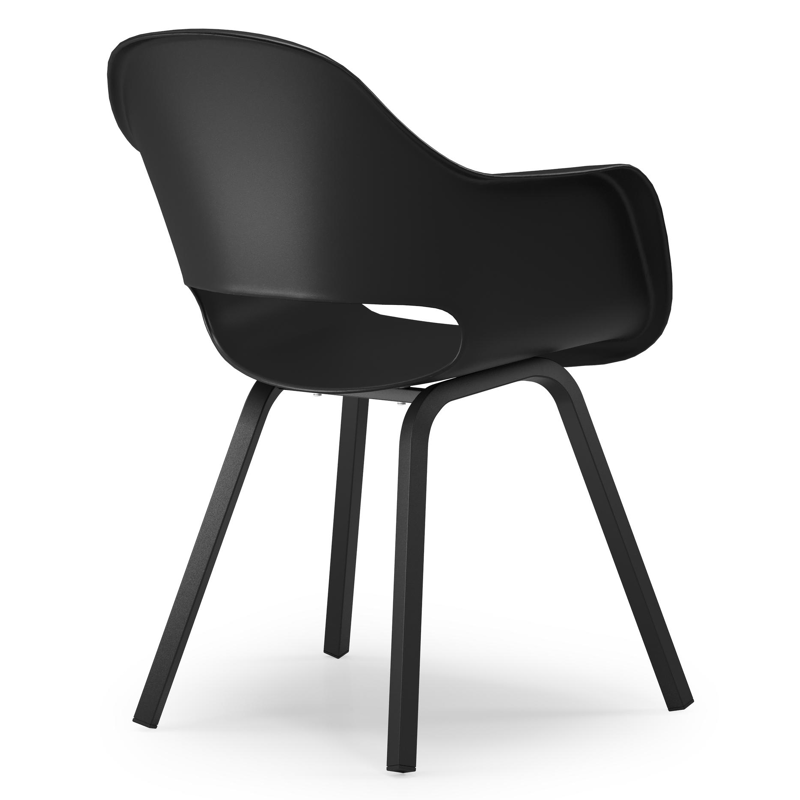 Varese tuinset in zwart aluminium en naturel teak tafelblad met 4 Artena tuinstoelen