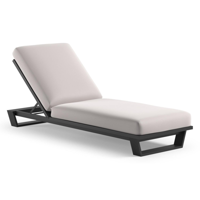 Pagino verstelbaar ligbed in zwart aluminium met savane whisper all weather Sunbrella® luxe kussen