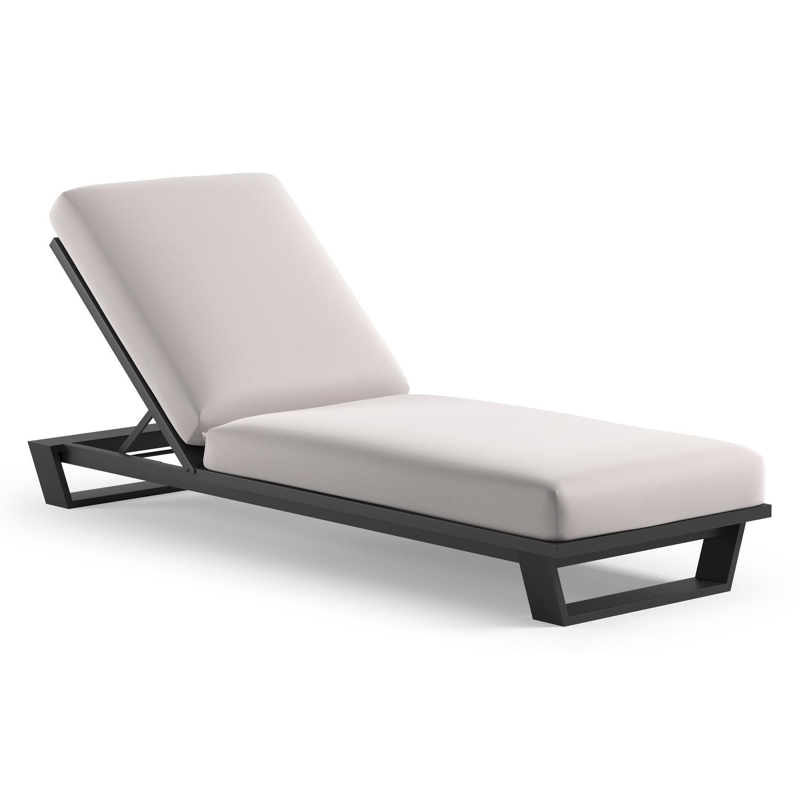 Pagino verstelbaar ligbed in zwart aluminium met savane whisper all weather Sunbrella® luxe kussen
