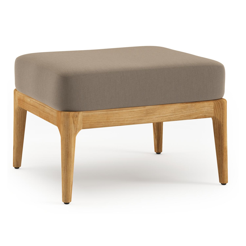 Orso poef in teak met Natte Heather Grey all weather sunbrella® luxe kussen