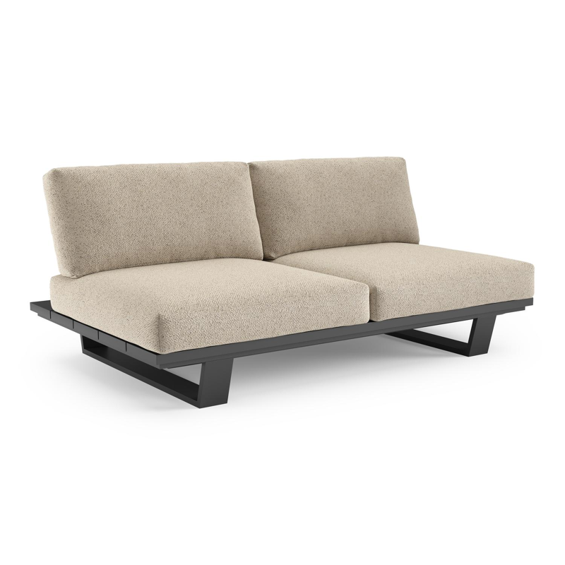 Pagino loungebank in zwart aluminium met bora desert all weather cosytica kussen